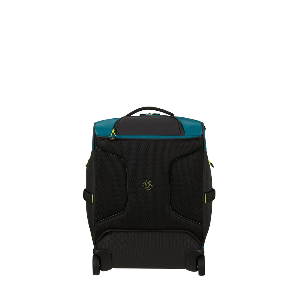 Samsonite Prodiver Wheeled Duffle Backpack (55/20) in the color Petrol Blue/Lime.