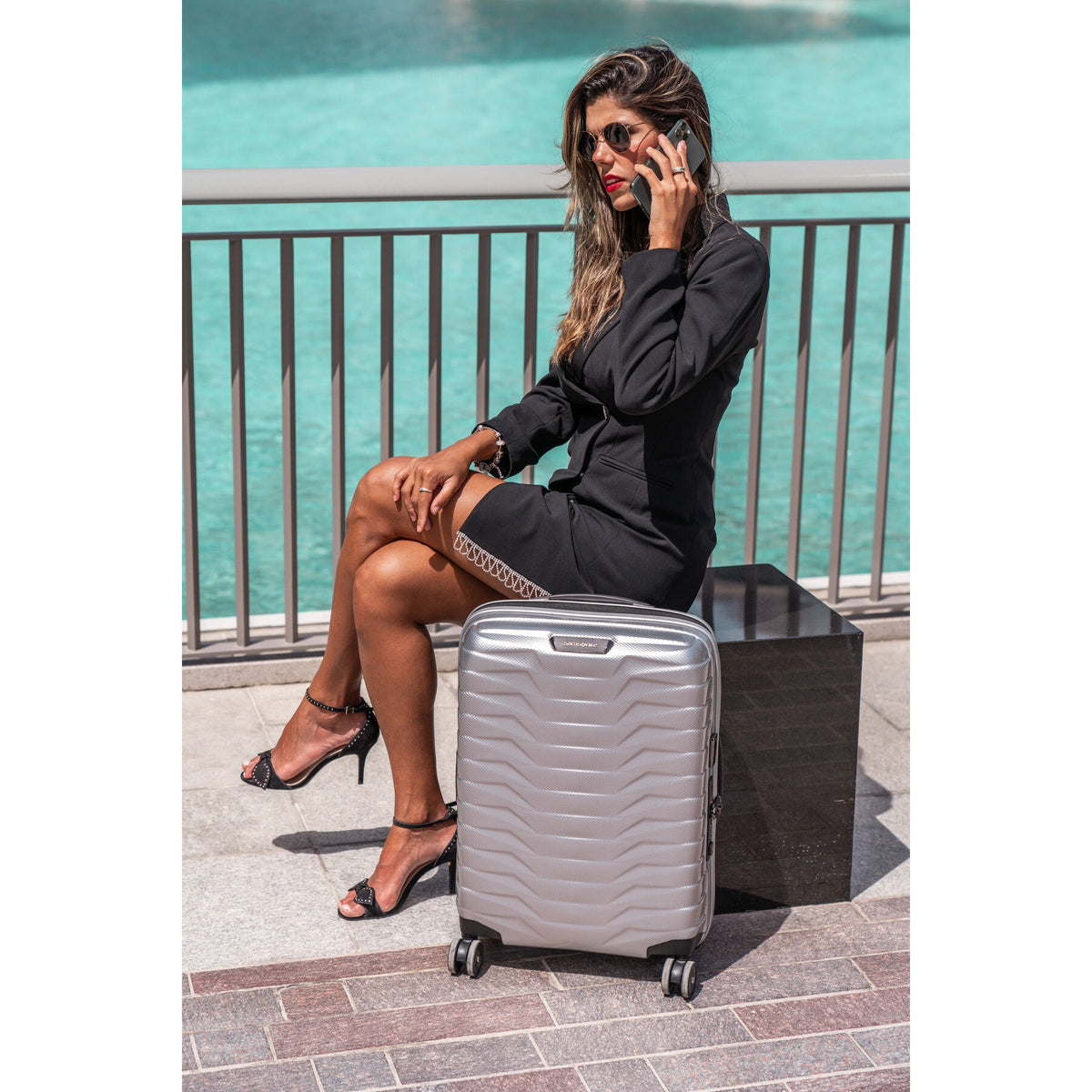 Samsonite Proxis Spinner Carry-On™ in the color Petrol Blue.