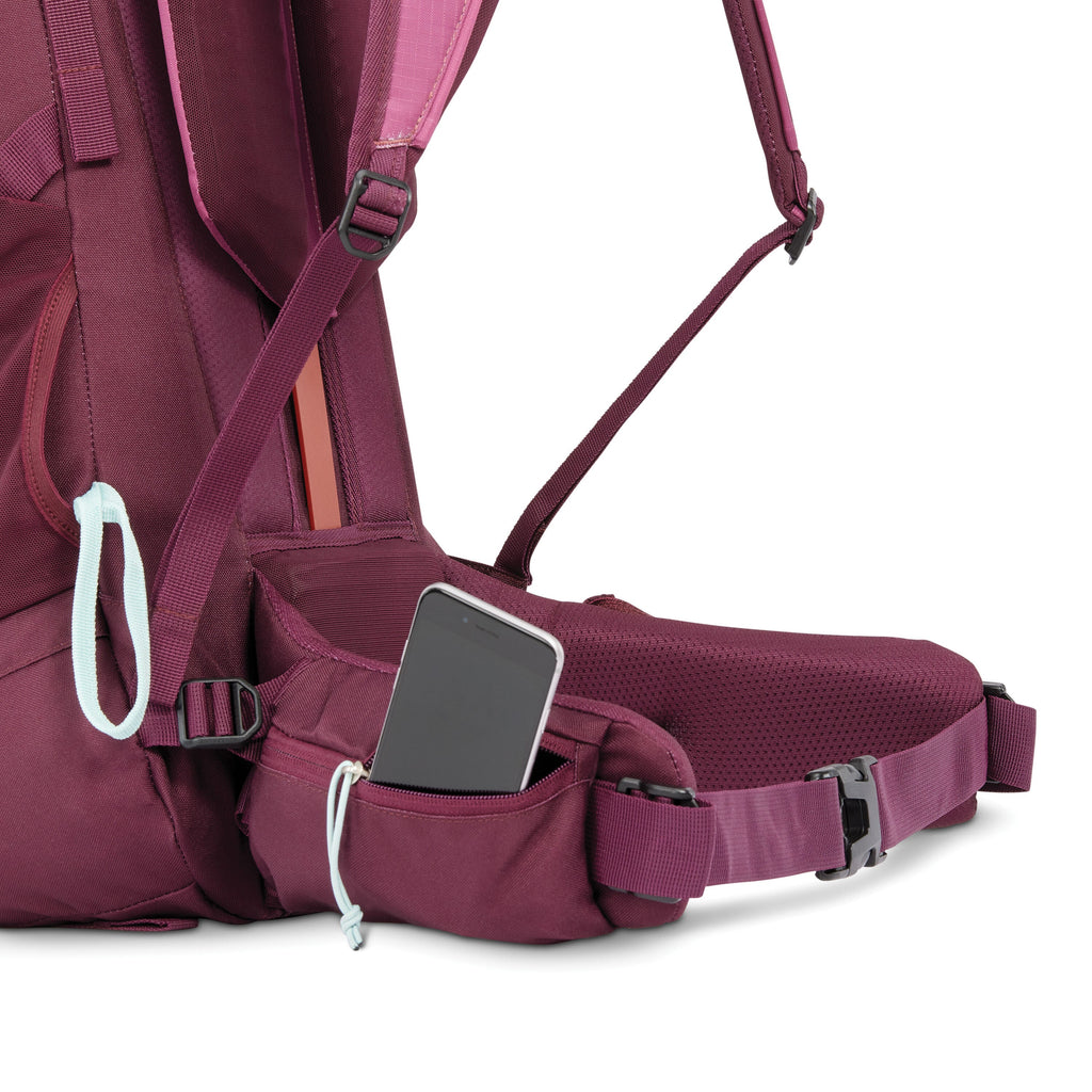 High Sierra Pathway 2.0 Women 60L Frame Pack in the color Berry/Maroon.