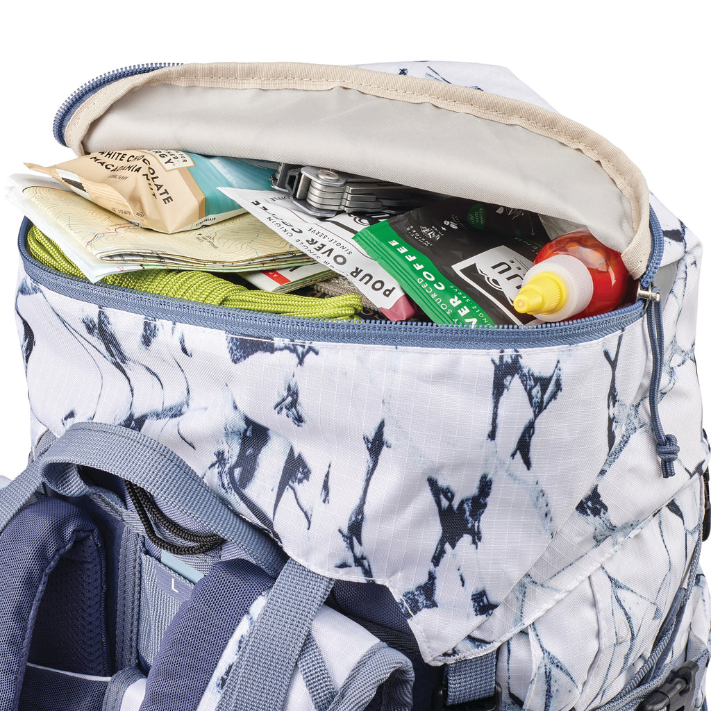 High Sierra Pathway 2.0 Women 60L Frame Pack in the color White Cracked Ice/Grey Blue.