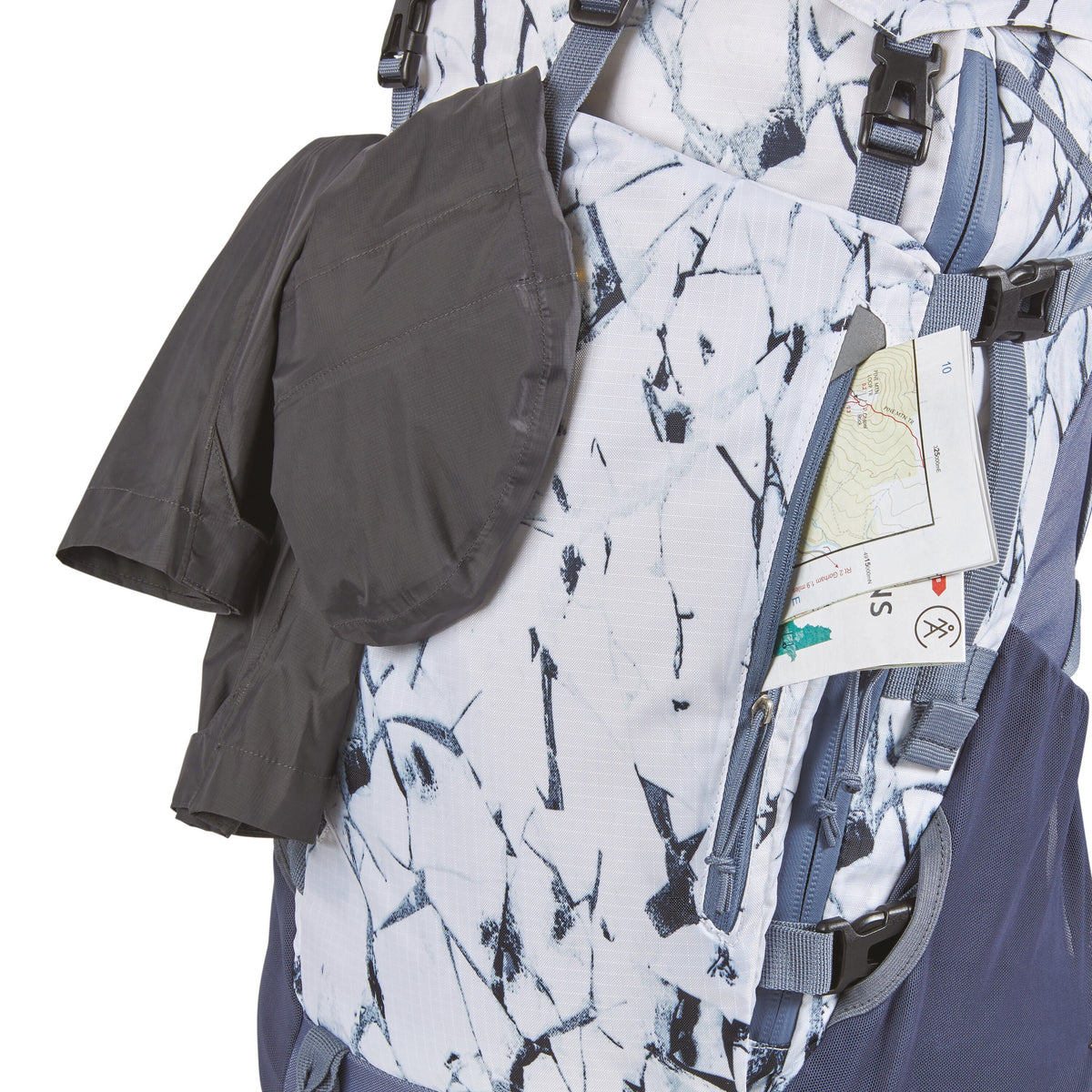 High Sierra Pathway 2.0 Women 60L Frame Pack in the color White Cracked Ice/Grey Blue.