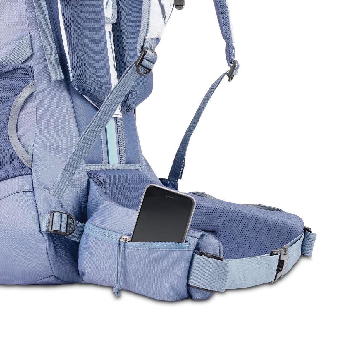 High Sierra Pathway 2.0 Women 60L Frame Pack in the color White Cracked Ice/Grey Blue.