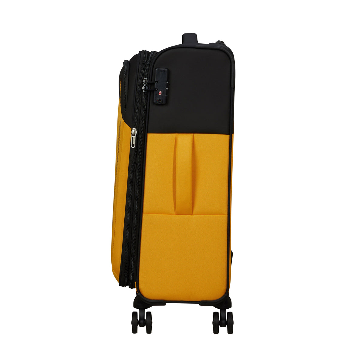 American Tourister Daring Dash Spinner Medium in the color Black/Yellow.