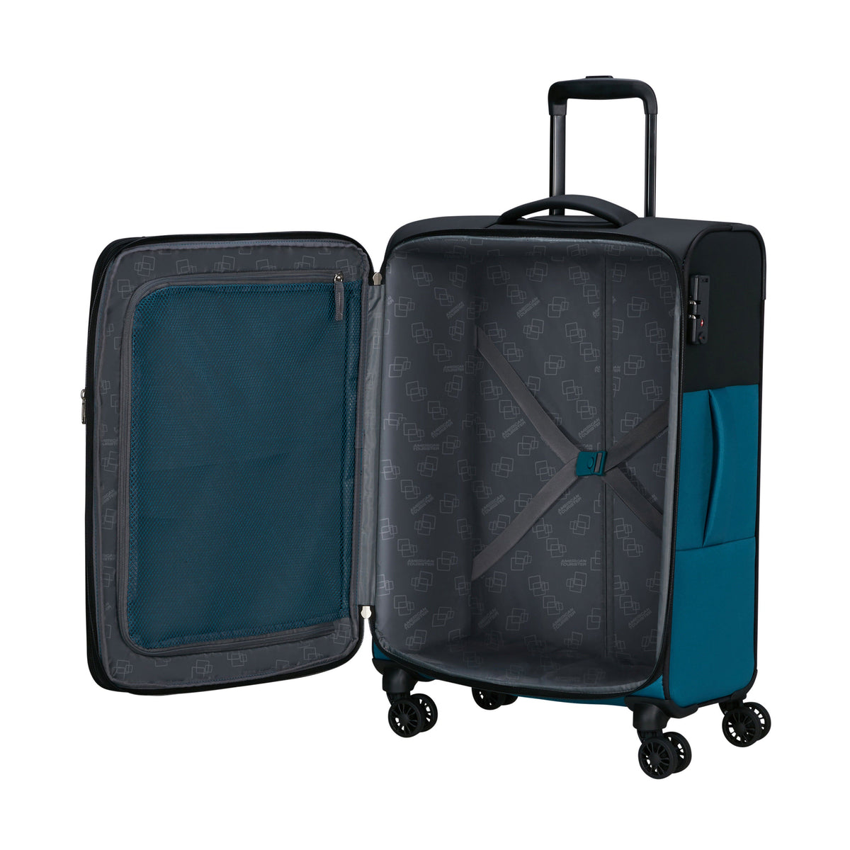 American Tourister Daring Dash Spinner Medium in the color Black/Blue.