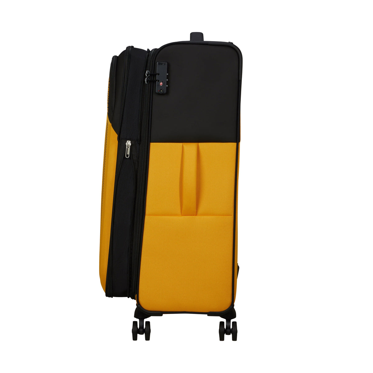 American Tourister Daring Dash Spinner Large in the color Black/Yellow.