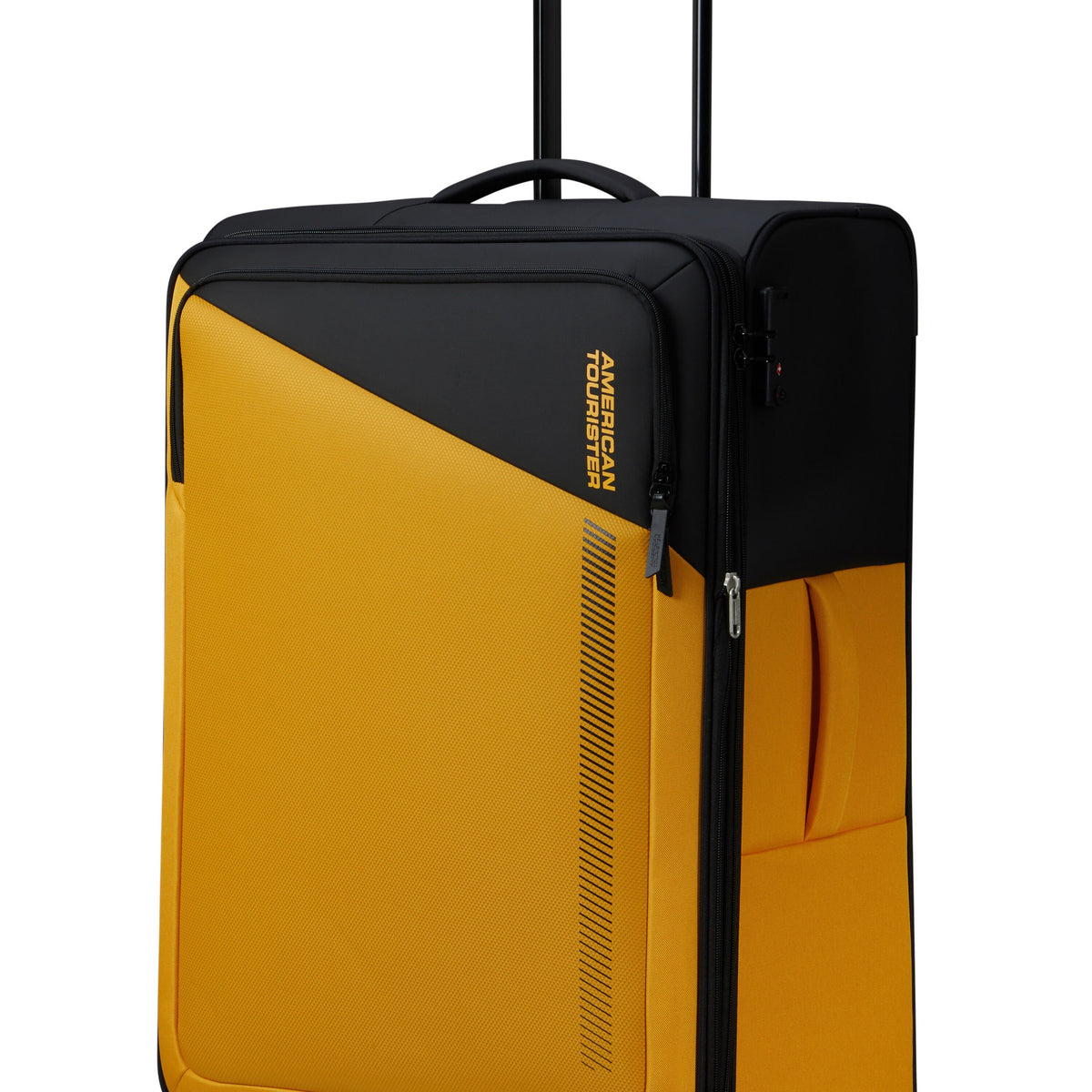 American Tourister Daring Dash Spinner Large in the color Black/Yellow.