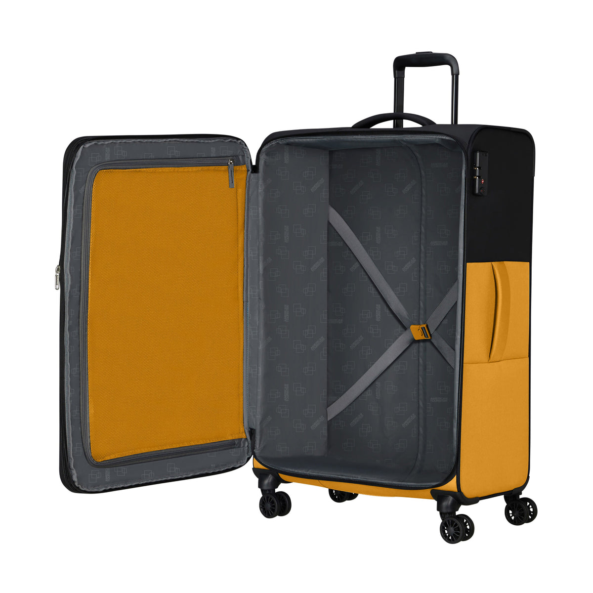 American Tourister Daring Dash 3 Piece Set in the color Black/Yellow.