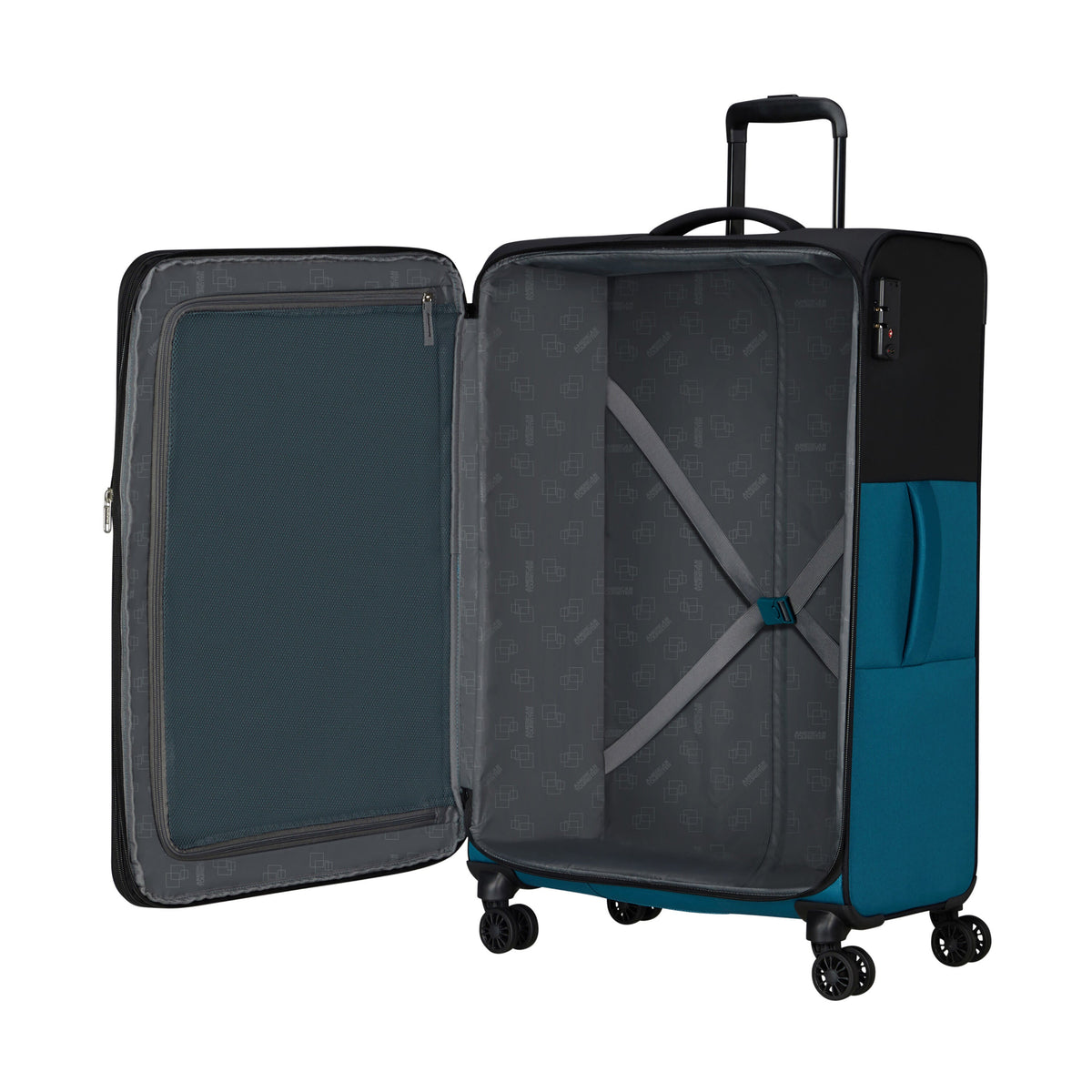 American Tourister Daring Dash 3 Piece Set in the color Black/Blue.