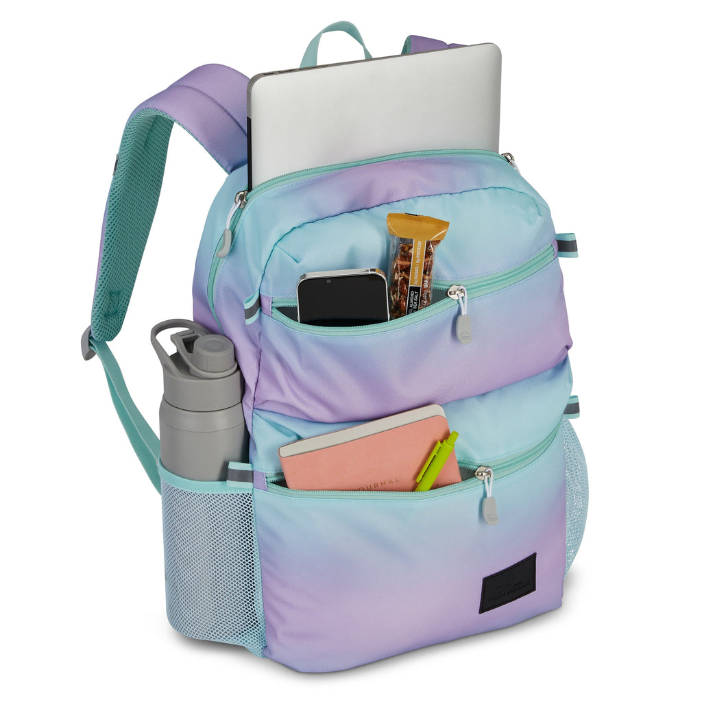 High Sierra BTS Everclass Backpack in the color Linear Ombre Purple/Blue.