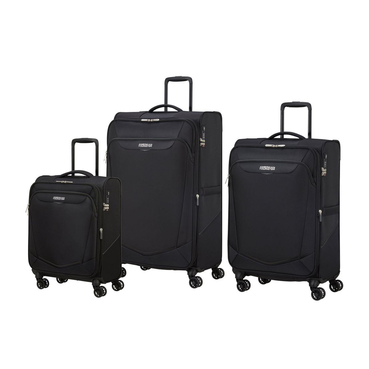 American Tourister SummerRide 3 Piece Set (CO/M/L) in the color Black.