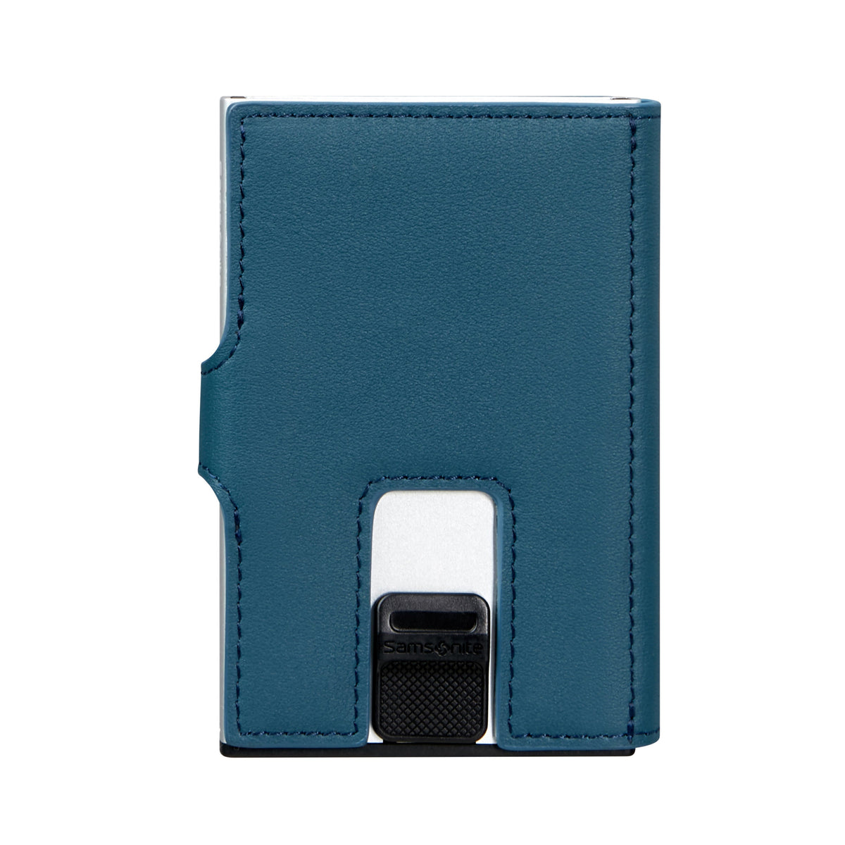 Samsonite Alu Fit X Proxis Slide-Up Wallet in the color Petrol Blue.