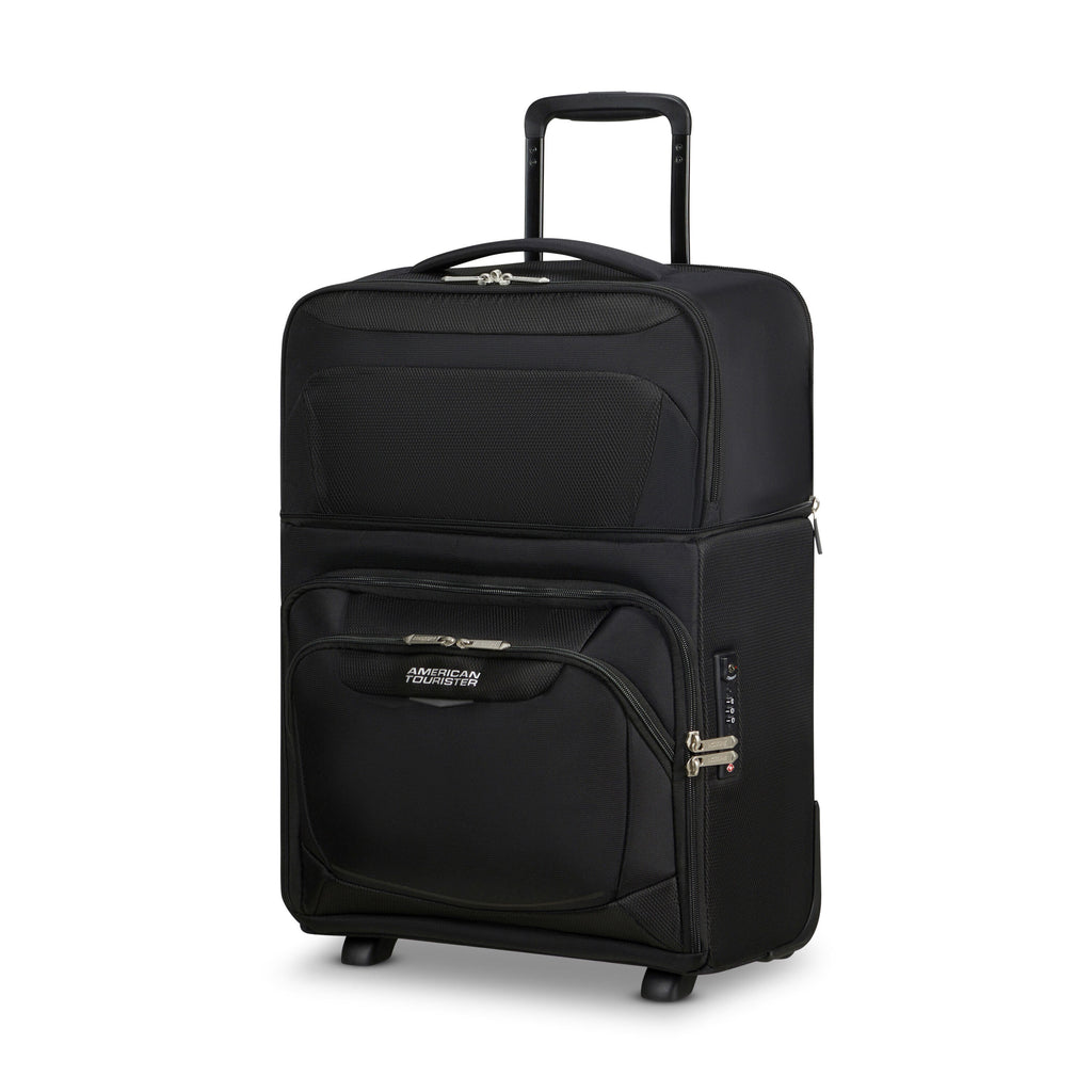 American Tourister SummerRide Expandable Upright Underseater in the color Black.