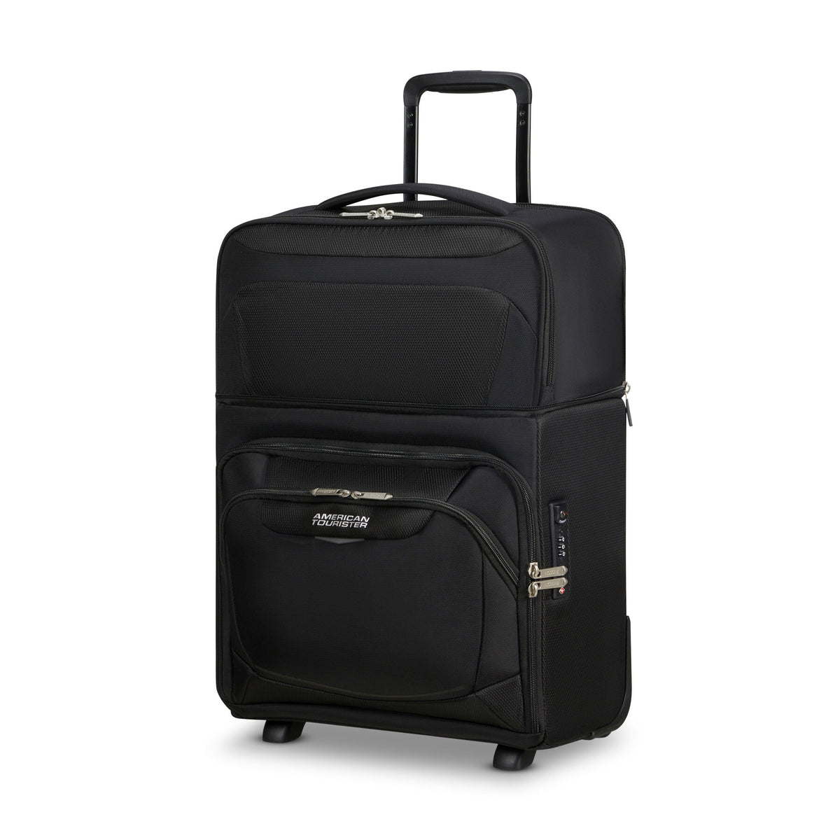 American Tourister SummerRide Expandable Upright Underseater in the color Black.
