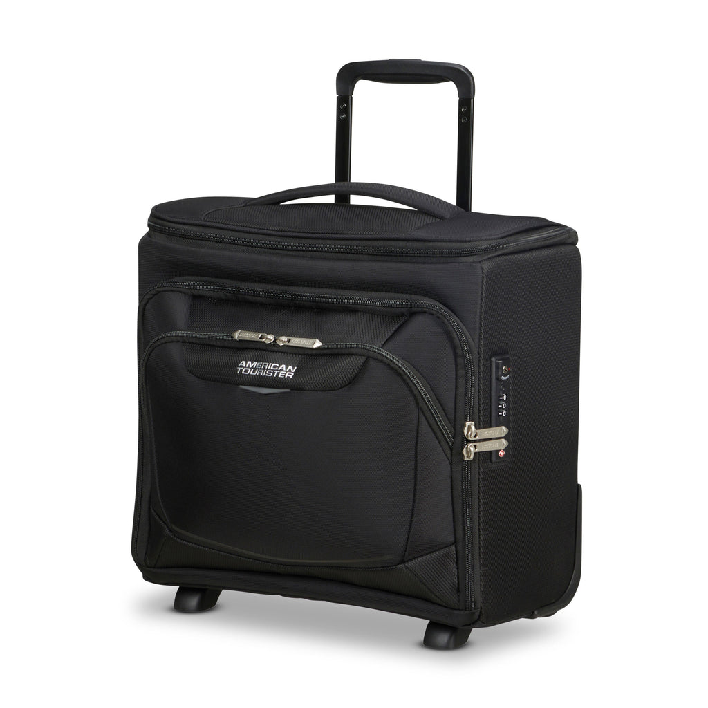 American Tourister SummerRide Expandable Upright Underseater in the color Black.