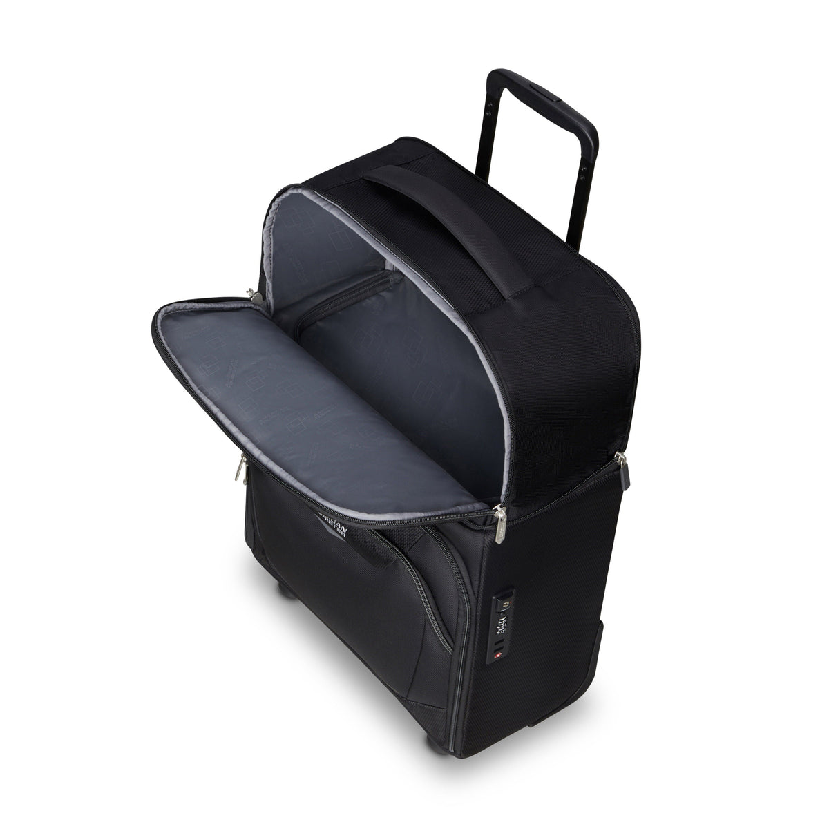 American Tourister SummerRide Expandable Upright Underseater in the color Black.