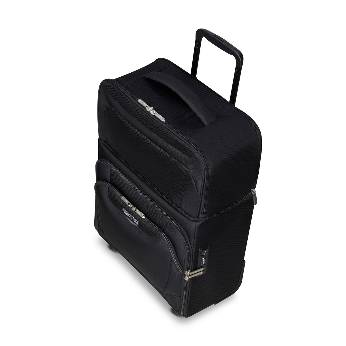 American Tourister SummerRide Expandable Upright Underseater in the color Black.
