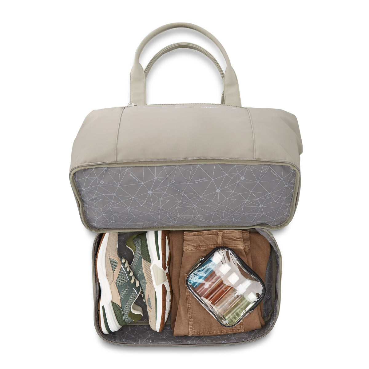 Samsonite Companion Bags Weekender in the color Limestone Grey.
