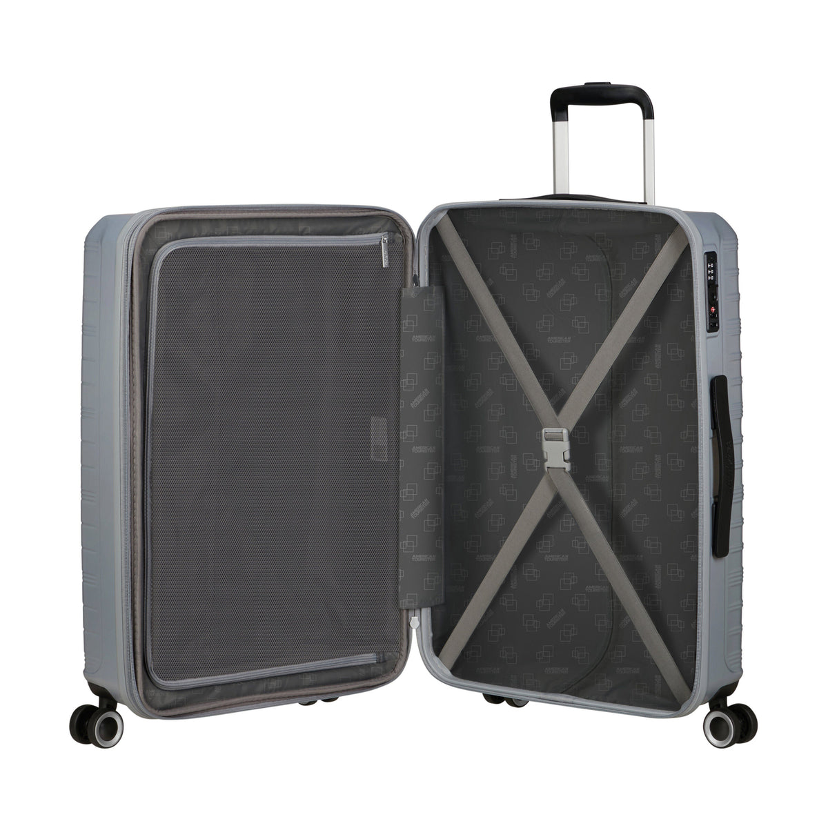 American Tourister Surftime Spinner Medium in the color Silver.