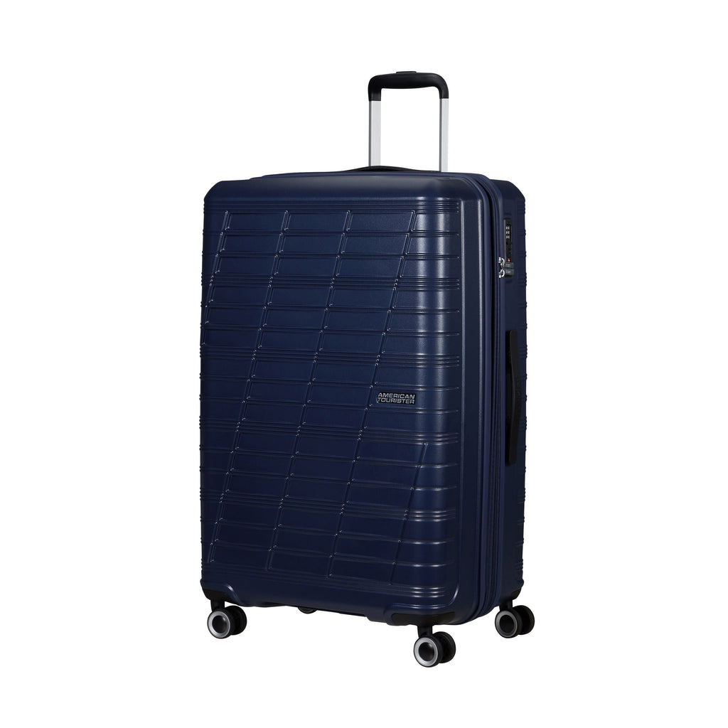 American Tourister Surftime Spinner Large in the color Metallic Blue.