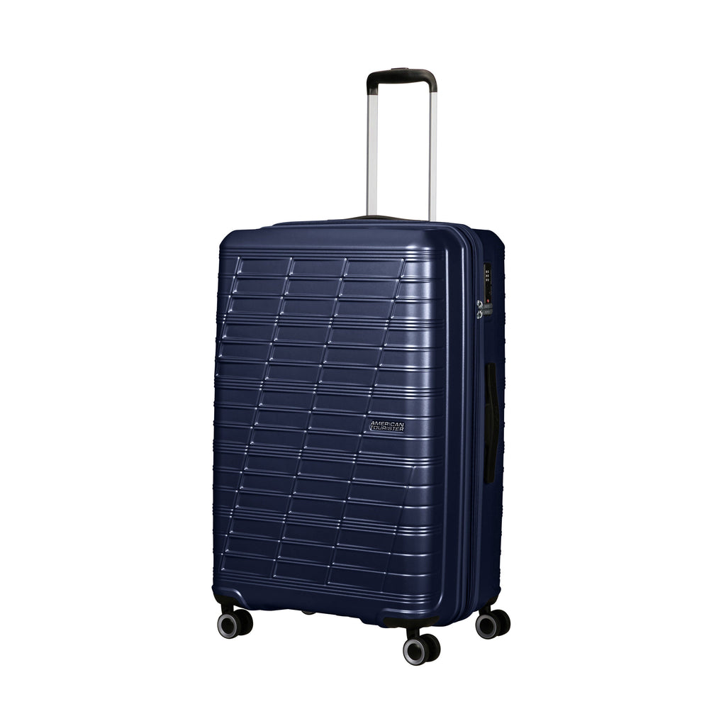 American Tourister Surftime Spinner Large in the color Metallic Blue.