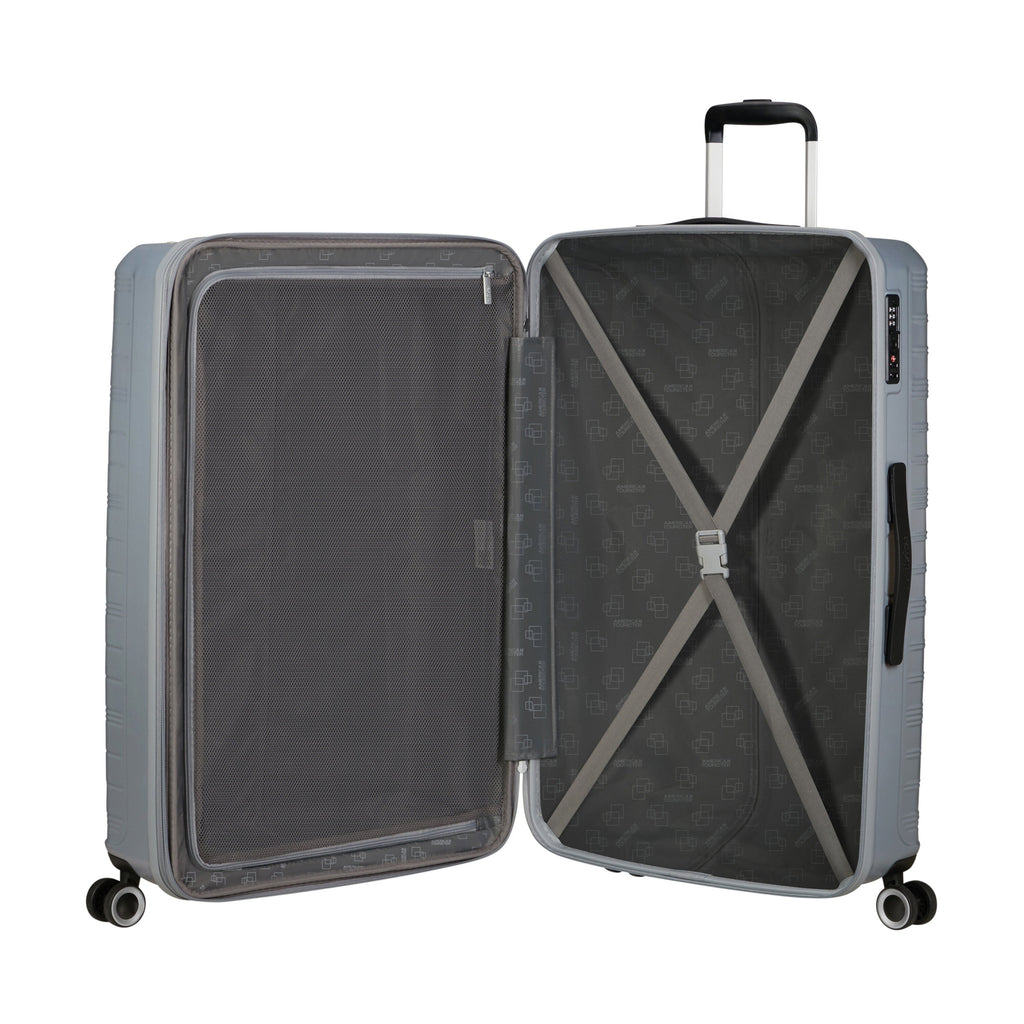 American Tourister Surftime Spinner Large in the color Silver.