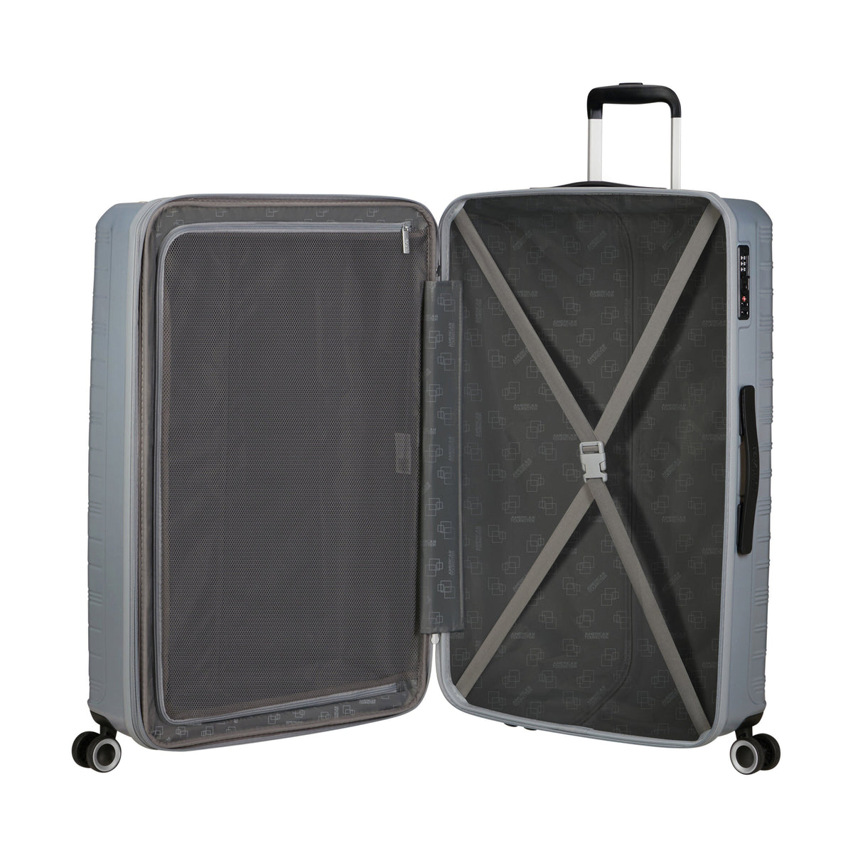 American Tourister Surftime Spinner Large in the color Silver.