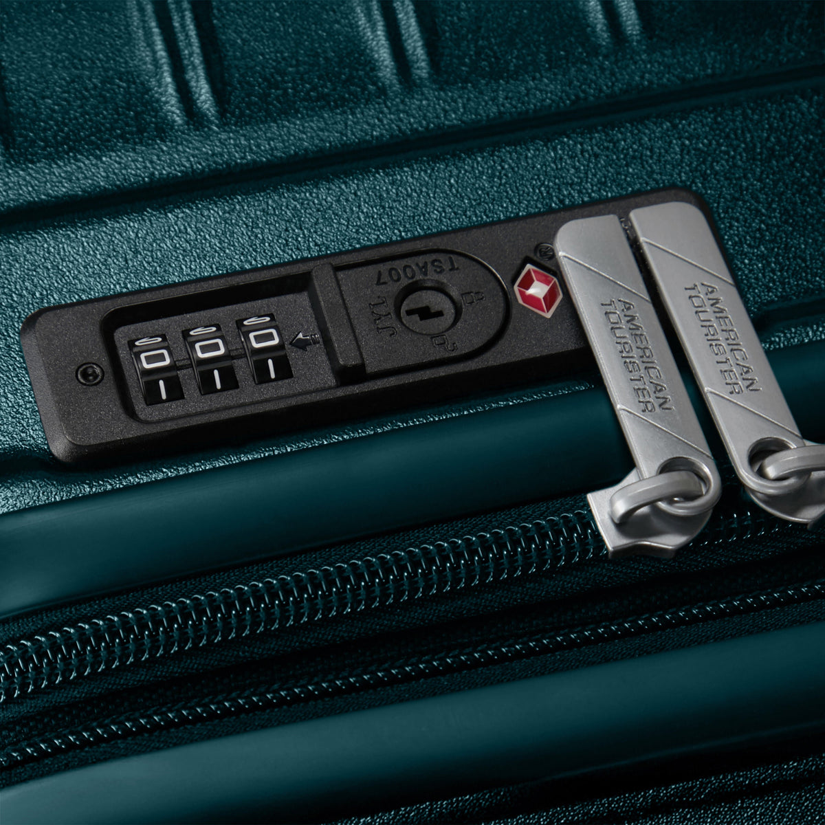 American Tourister Surftime Spinner Large in the color Metallic Teal.