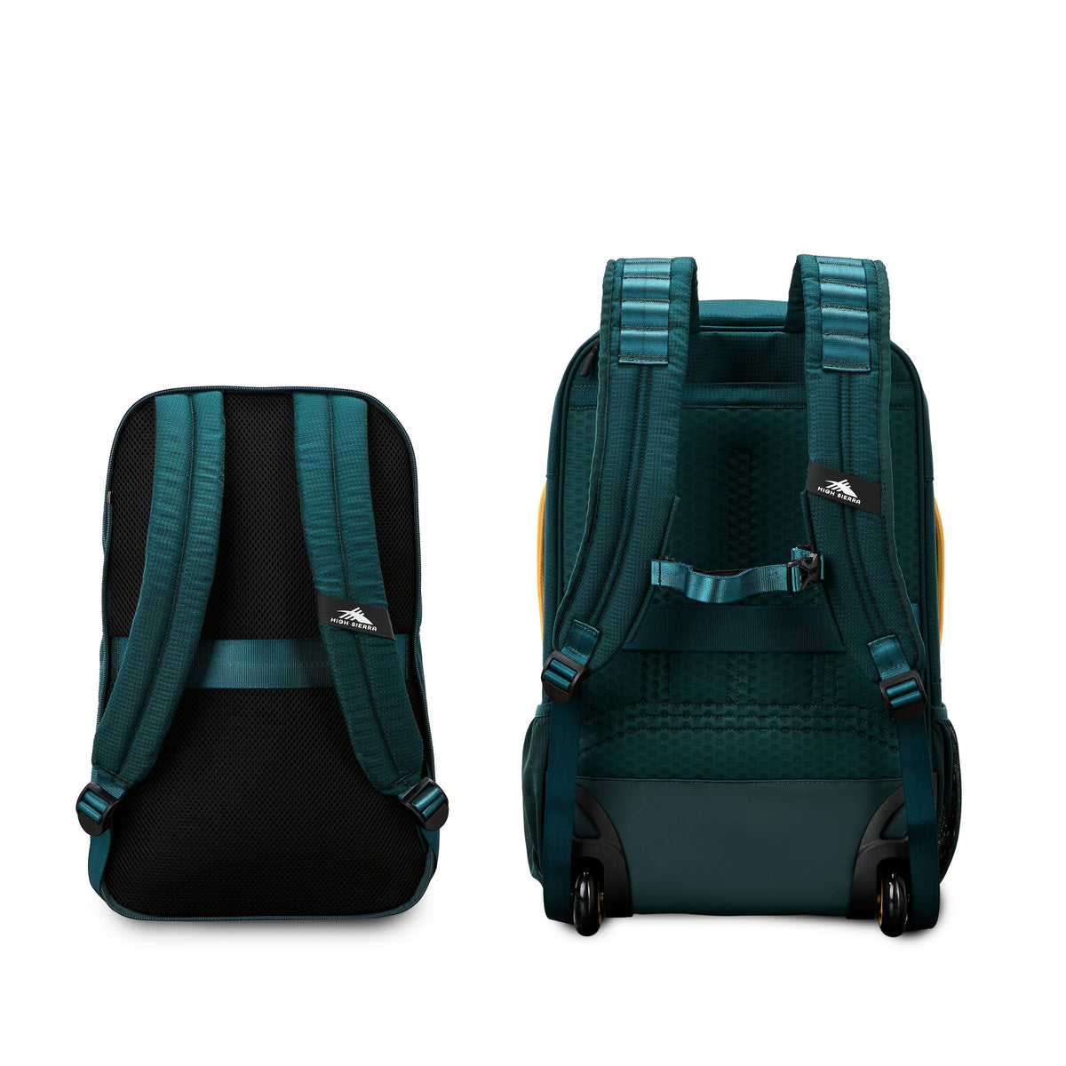 High Sierra Hi-Life 3-in-1 Convertible Wheeled Backpack in the color Green/Yellow.