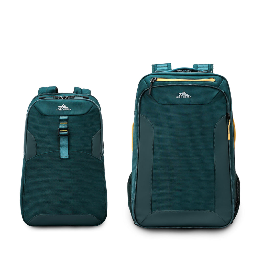 High Sierra Hi-Life 3-in-1 Convertible Wheeled Backpack in the color Green/Yellow.