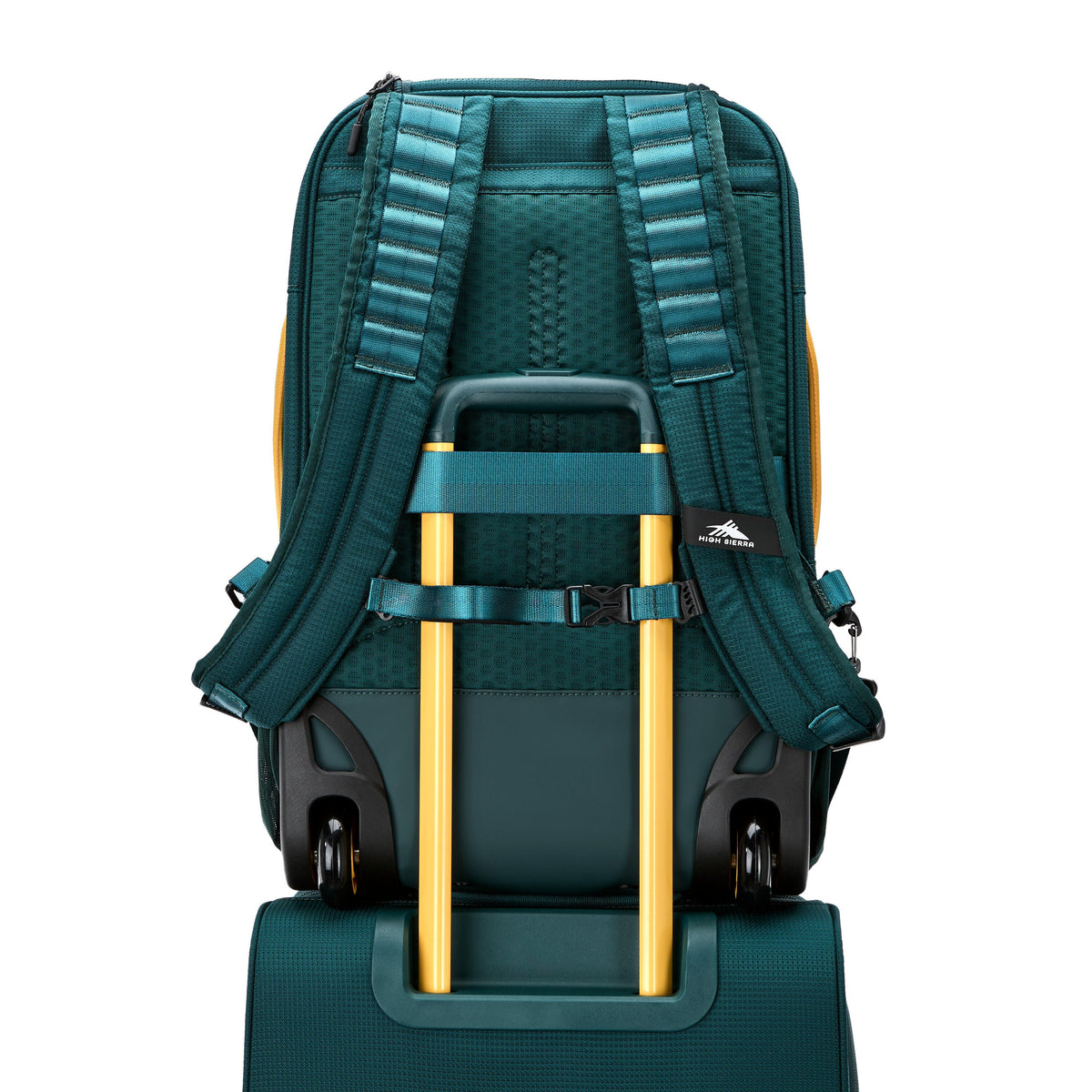 High Sierra Hi-Life 3-in-1 Convertible Wheeled Backpack in the color Green/Yellow.