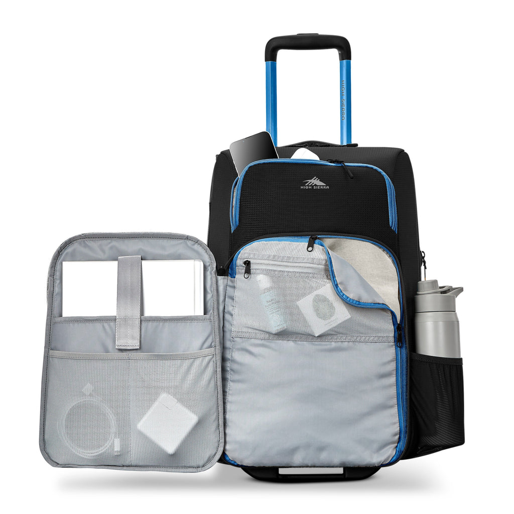 High Sierra Hi-Life Wheeled Duffle (22") in the color Black/Blue.