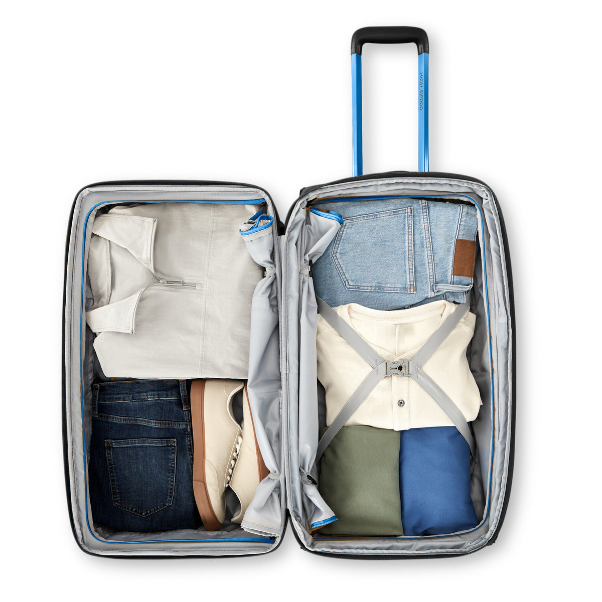 High Sierra Hi-Life Wheeled Duffle (32") in the color Black/Blue.