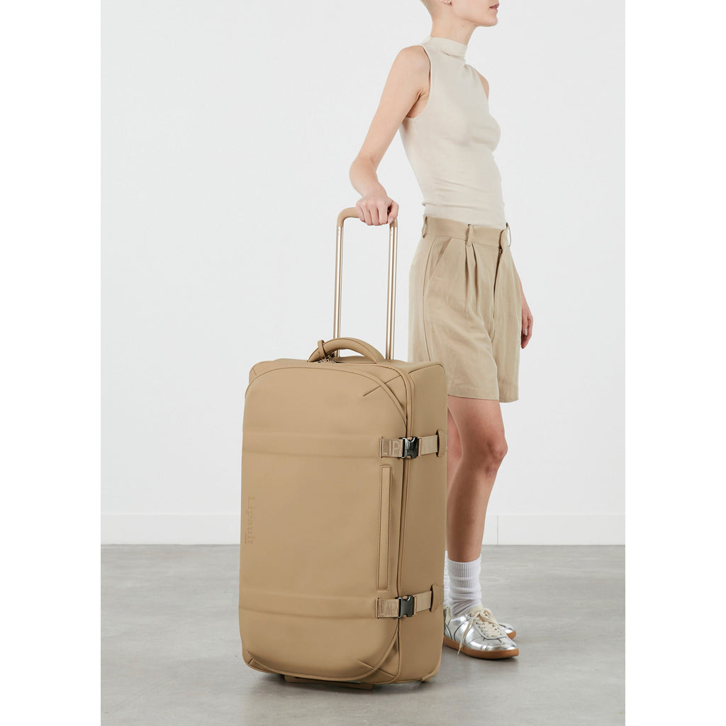 Lipault LOST IN BERLIN Wheeled Duffle in the color Sandstone.