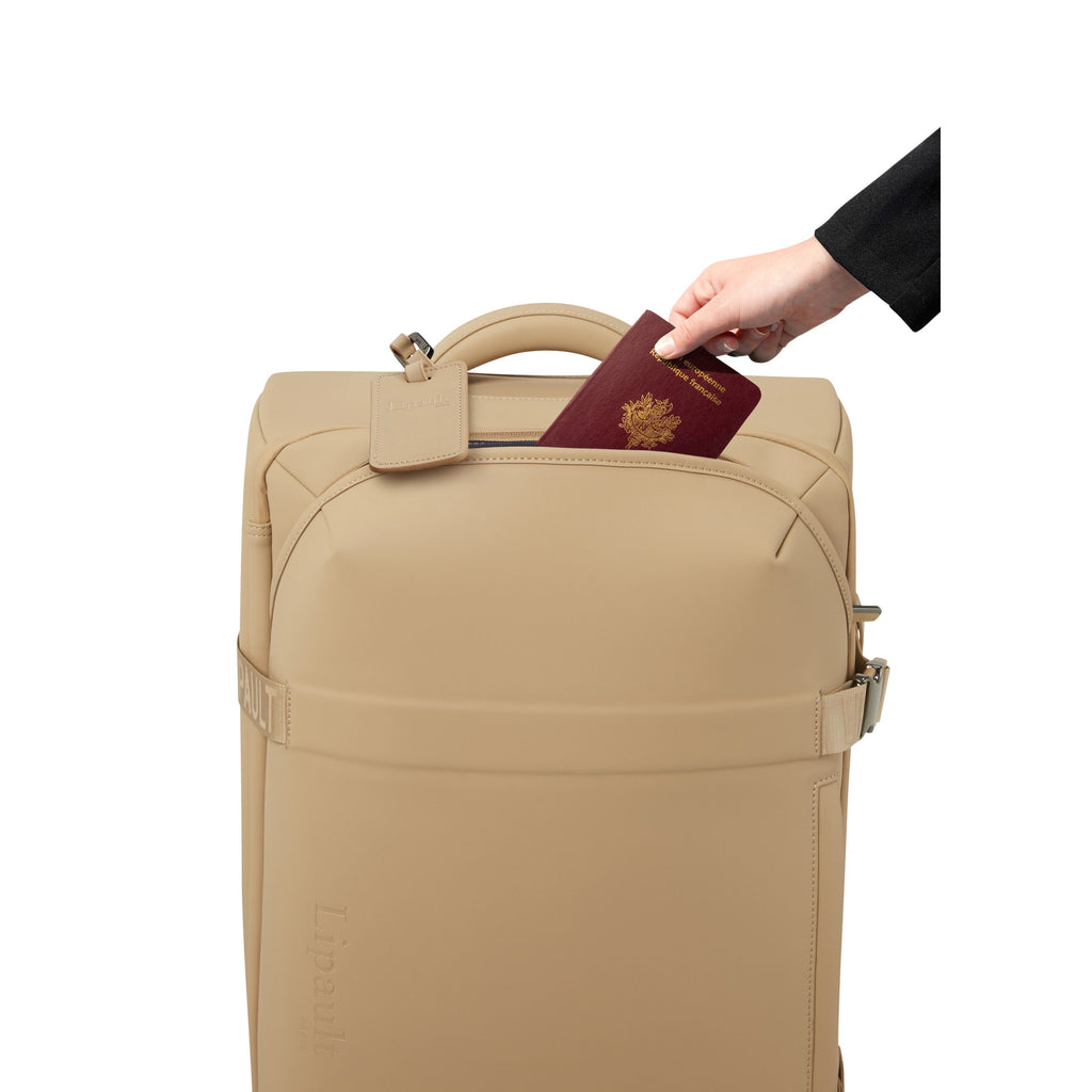 Lipault LOST IN BERLIN Wheeled Duffle in the color Sandstone.