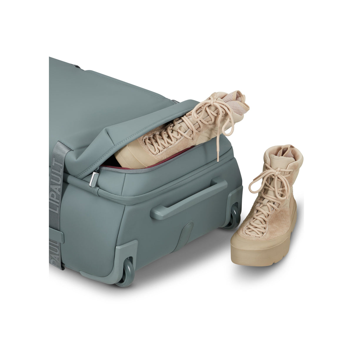 Lipault LOST IN BERLIN Wheeled Duffle in the color Cement Storm.