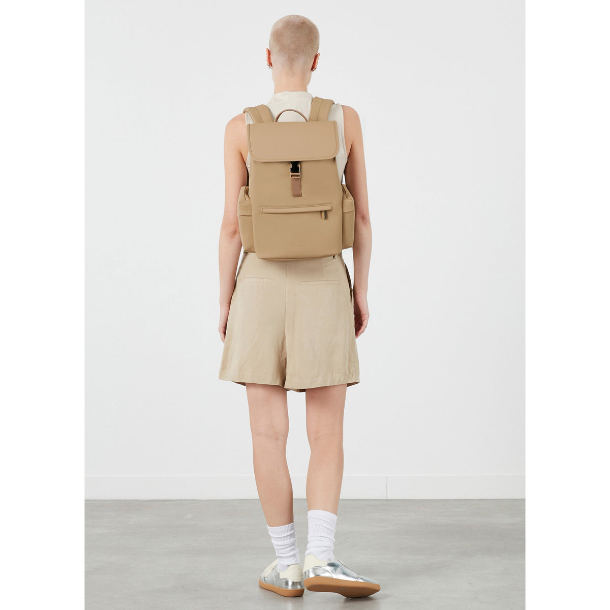 Lipault LOST IN BERLIN Mini Cargo Backpack in the color Sandstone.