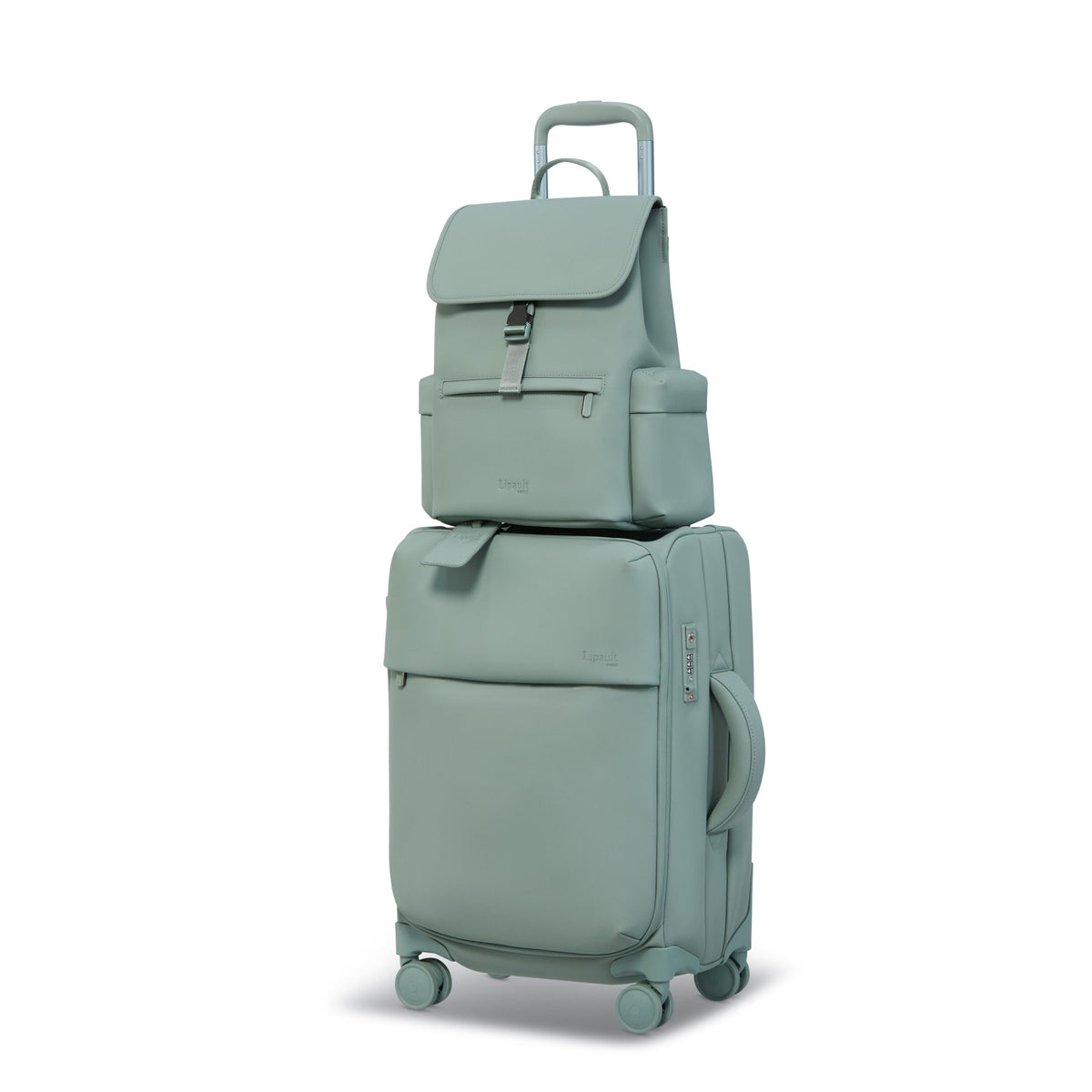 Lipault LOST IN BERLIN Mini Cargo Backpack in the color Yoga Green.