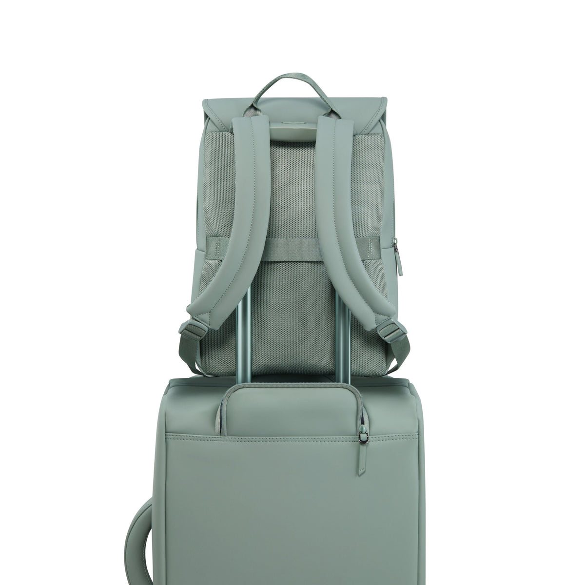 Lipault Lost In Berlin Square Backpack 2.0 in the color Yoga Green.