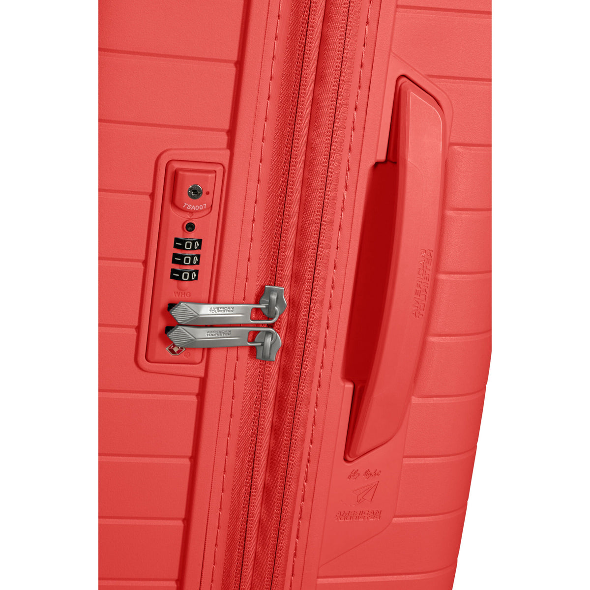 American Tourister FastForward Spinner Large in the color Sunset Coral.