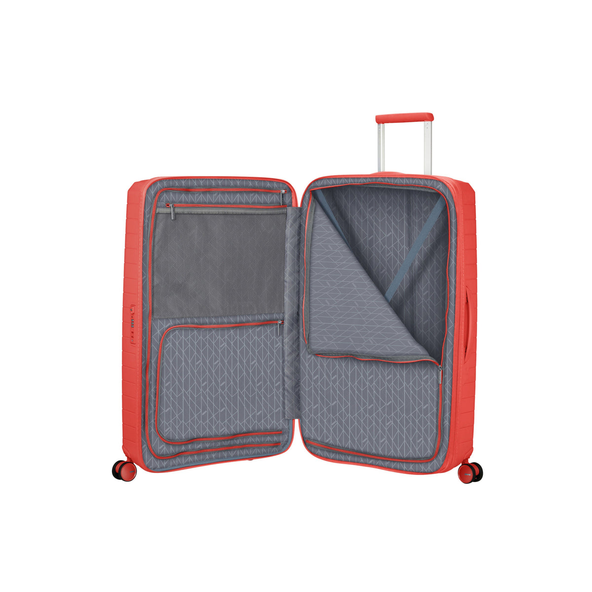 American Tourister FastForward Spinner Large in the color Sunset Coral.