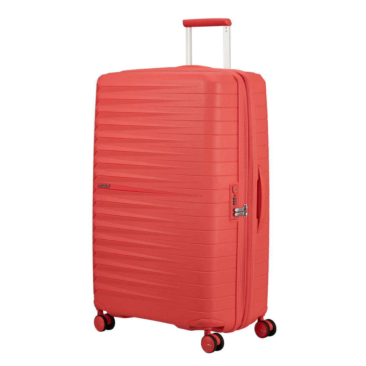 American Tourister FastForward Spinner Large in the color Sunset Coral.