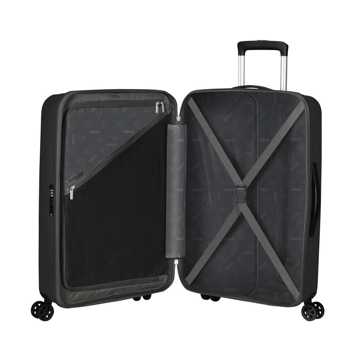 American Tourister Rejoy Spinner Medium in the color True Black.