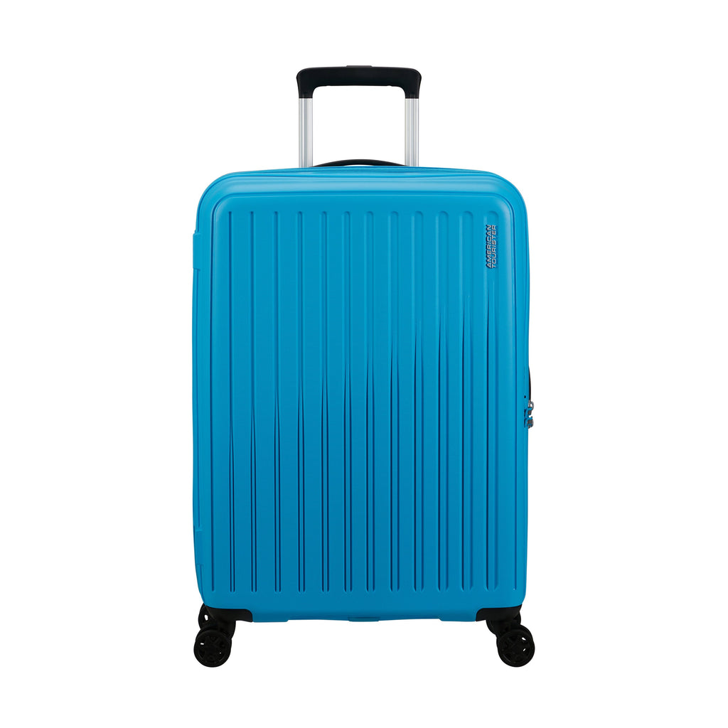 American Tourister Rejoy Spinner Medium in the color Azure Blue.