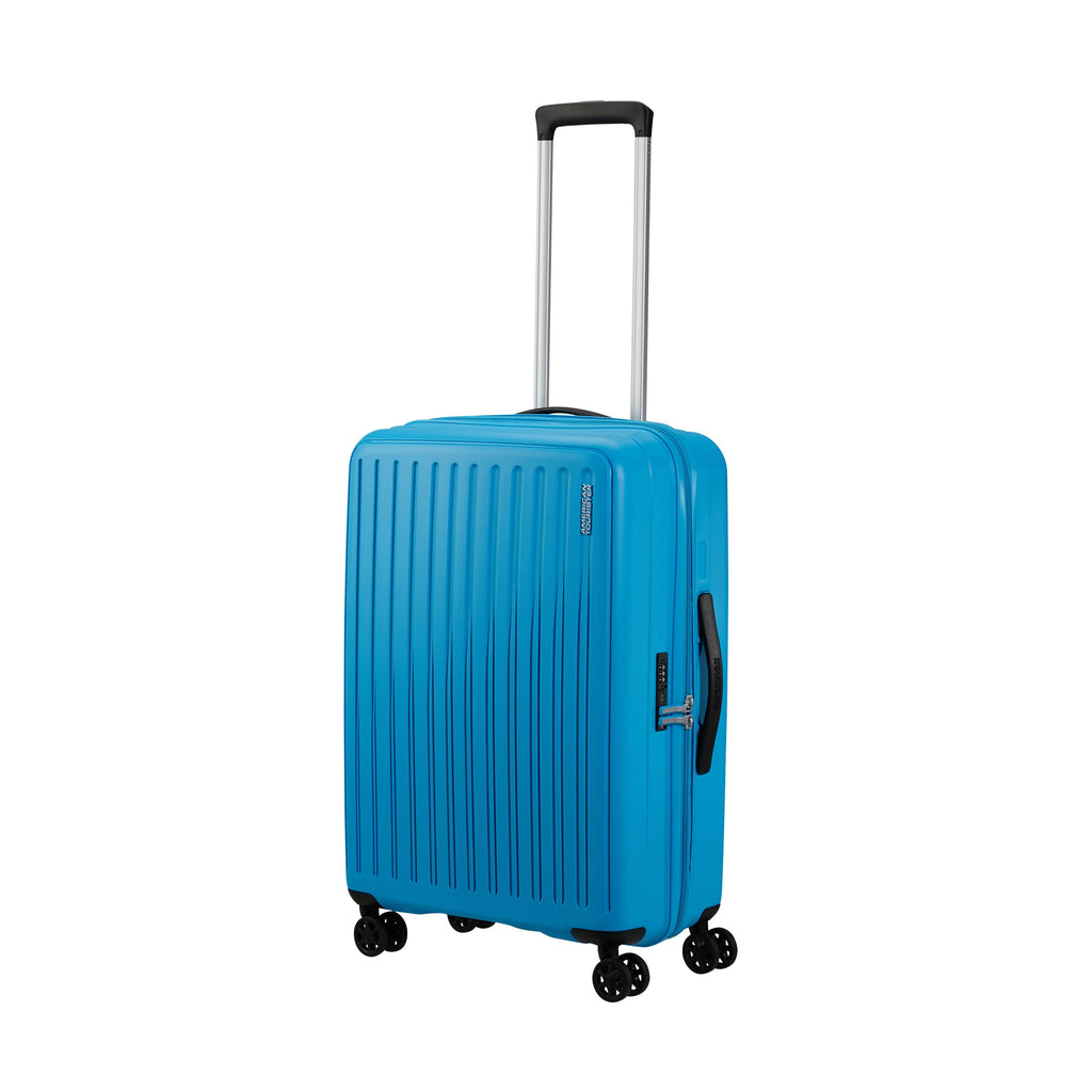 American Tourister Rejoy Spinner Medium in the color Azure Blue.