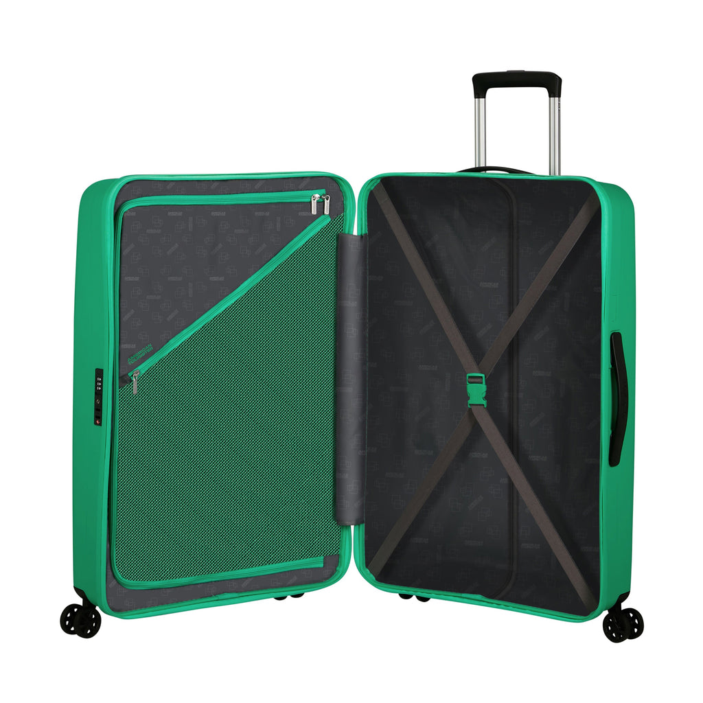 American Tourister Rejoy Spinner Large in the color Jade Green.