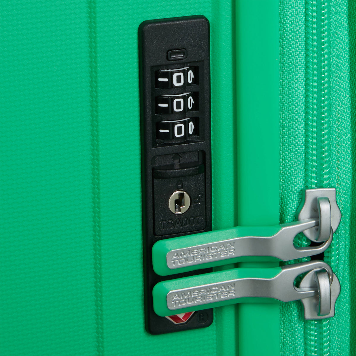 American Tourister Rejoy Spinner Large in the color Jade Green.