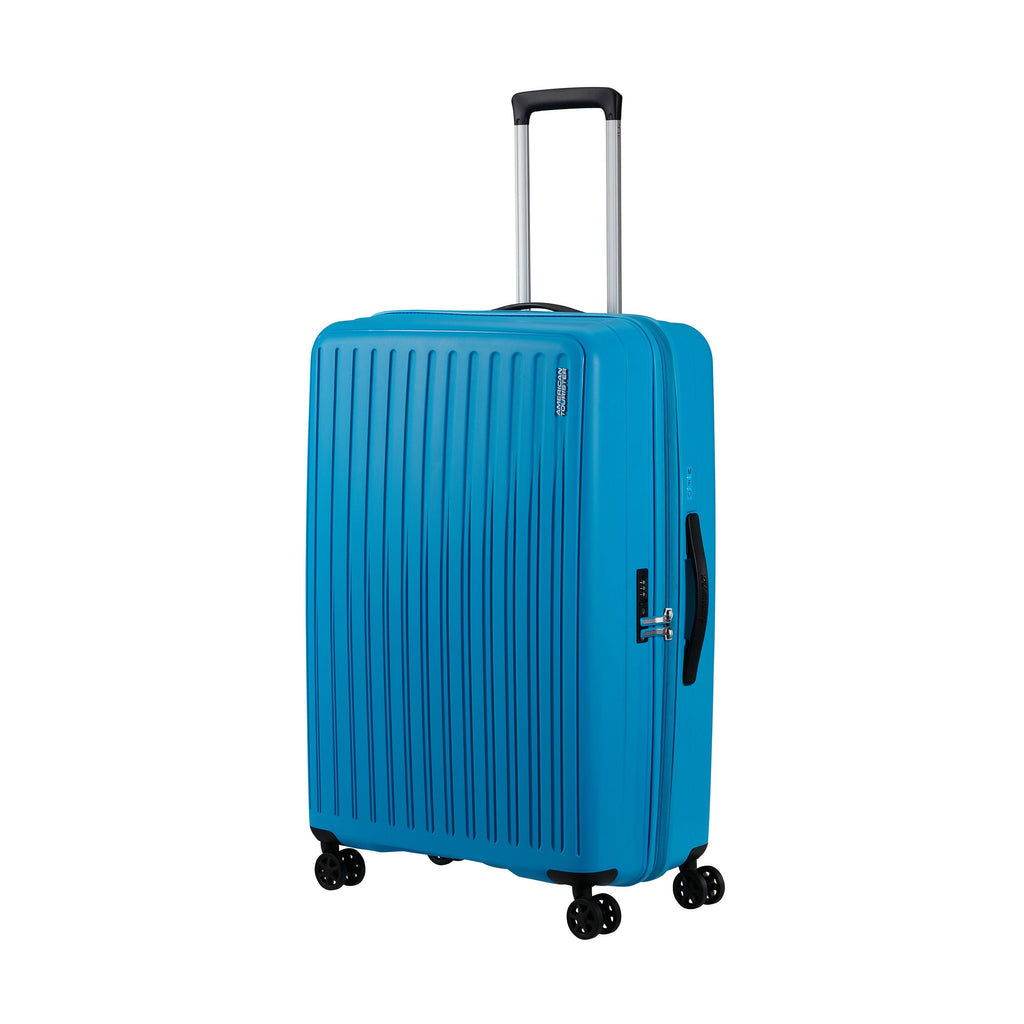 American Tourister Rejoy Spinner Large in the color Azure Blue.