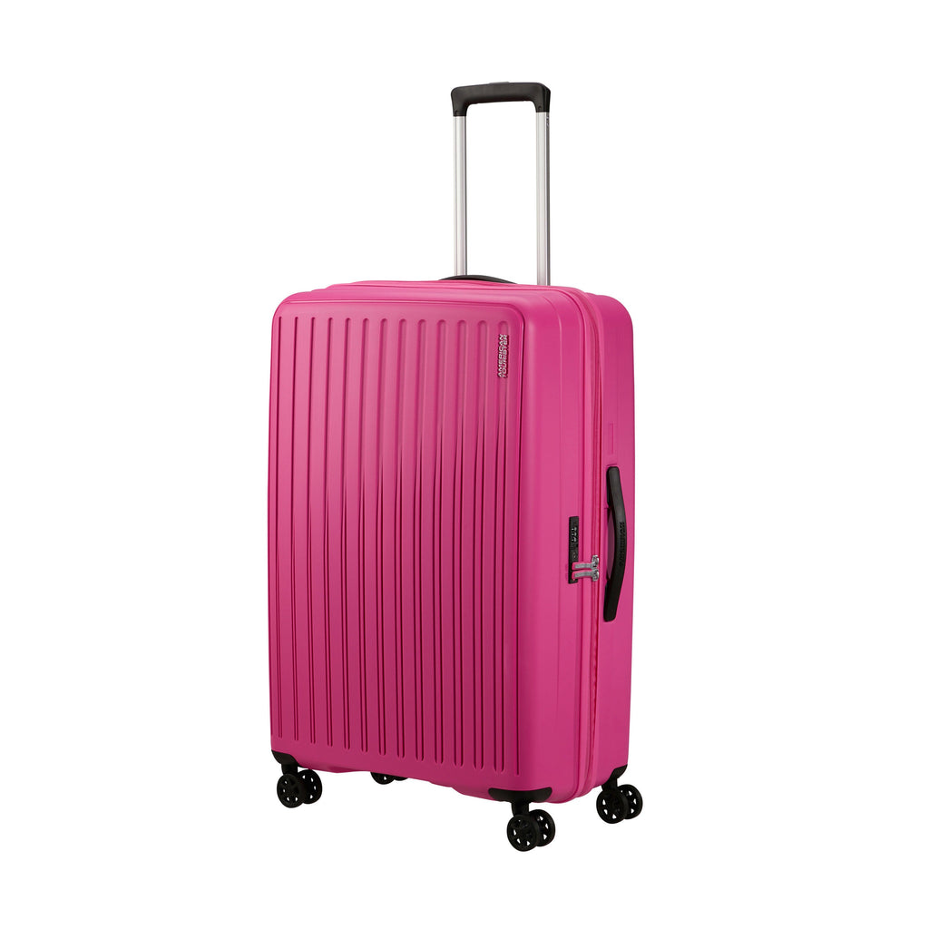 American Tourister Rejoy Spinner Large in the color Hawaiian Pink.