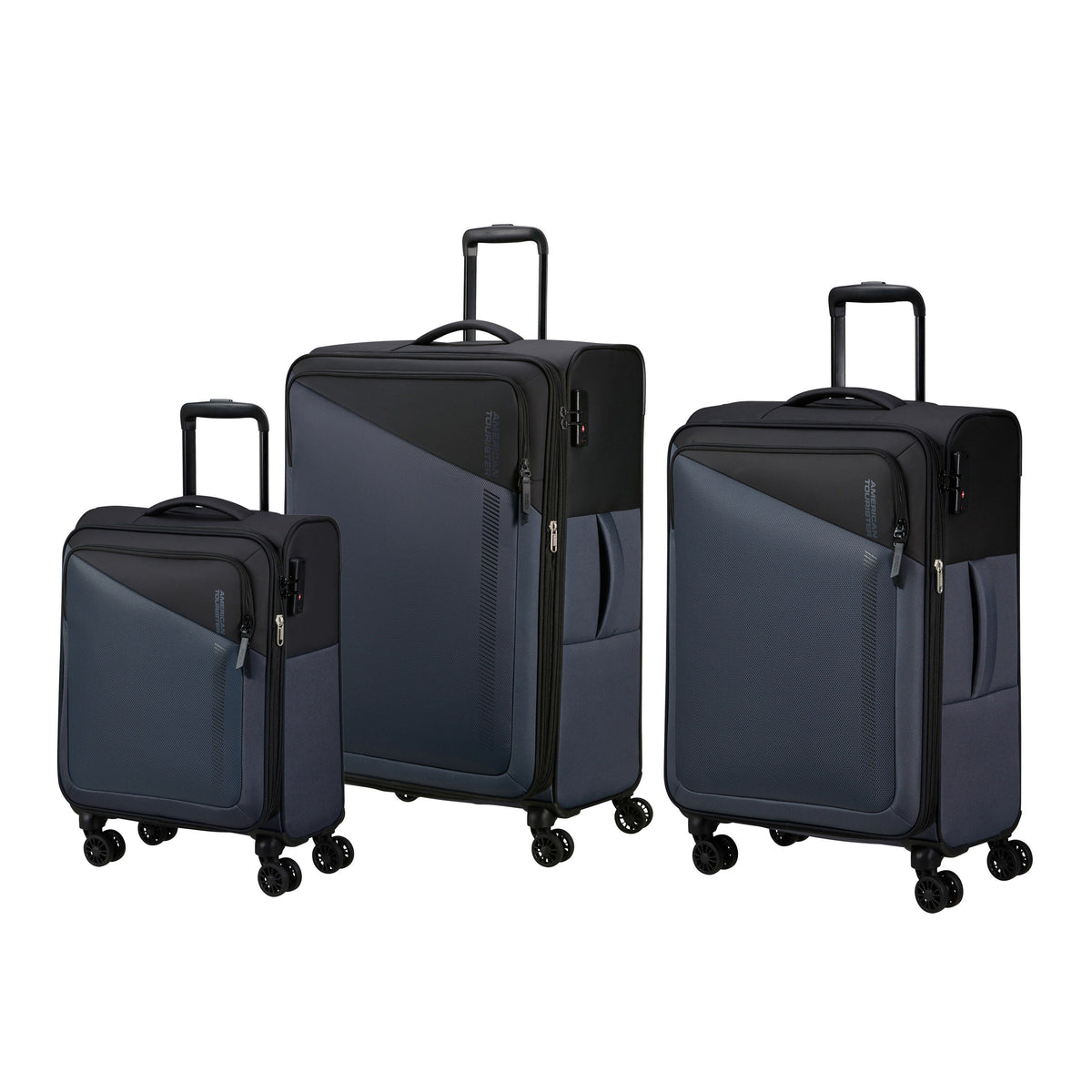American Tourister Daring Dash 3 Piece Set in the color Black/Grey.