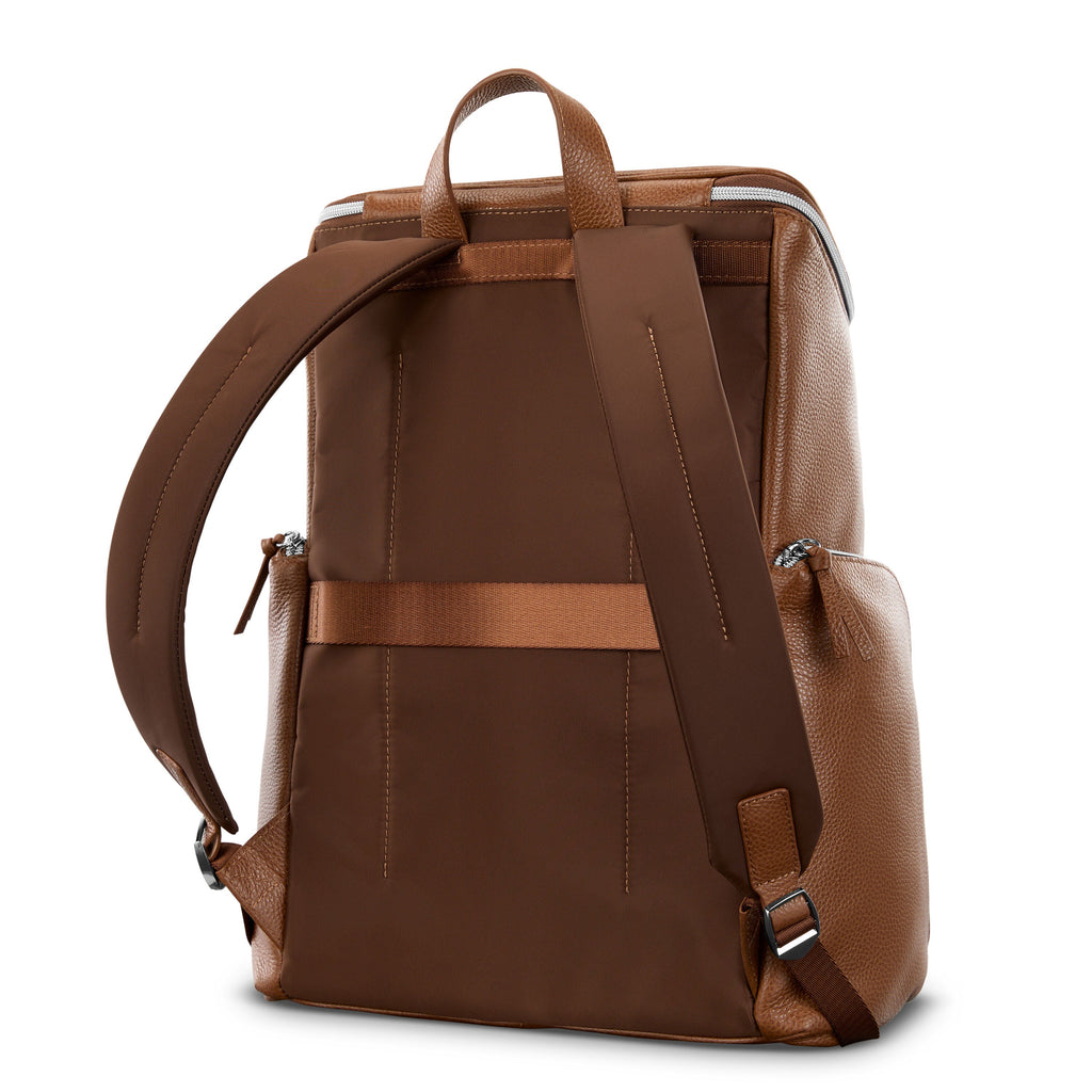 Samsonite Mobile Solution 2 Leather Deluxe Backpack in the color Cognac.